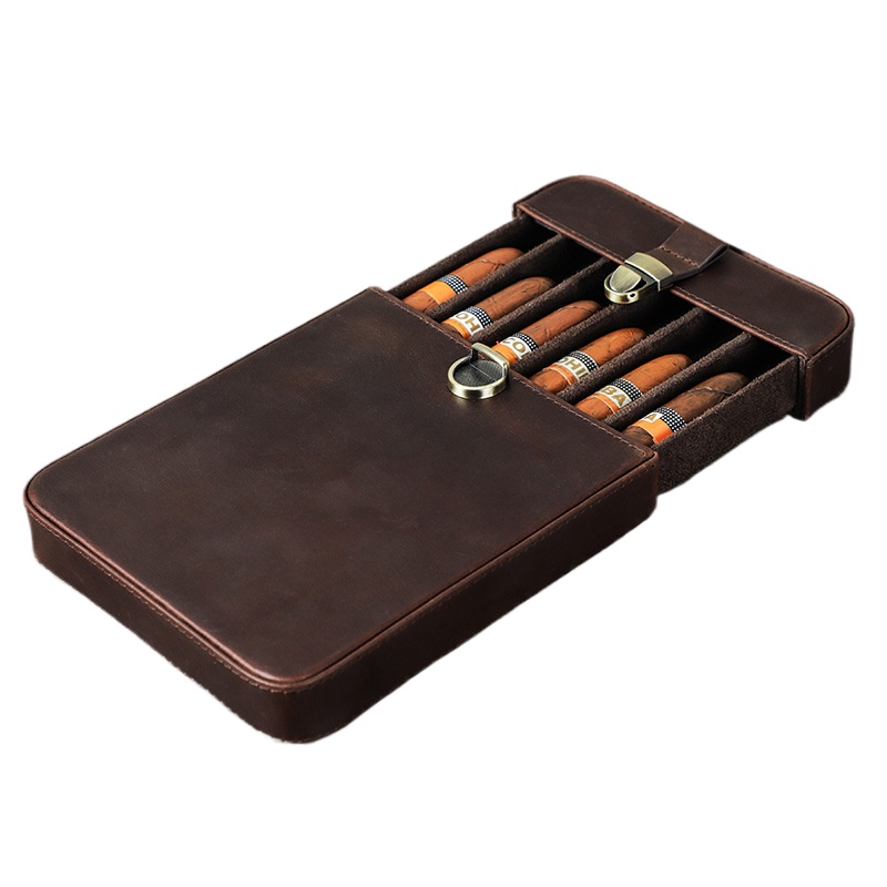Luxury Bags Storage - Luxury Genuine Leather Portable Cigar Case