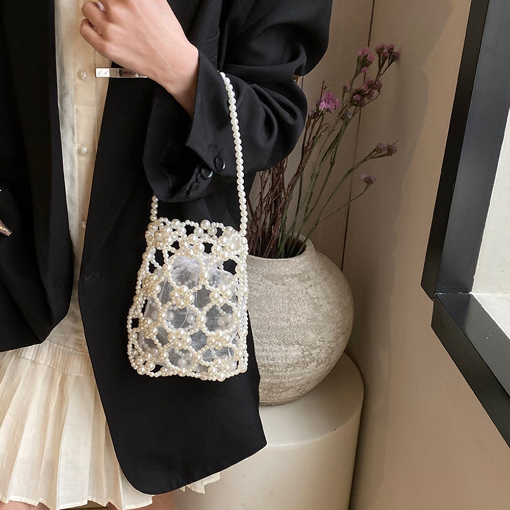 Luxury Bags For Summer - Portable Luxury Pearl Beaded Bag Hollow