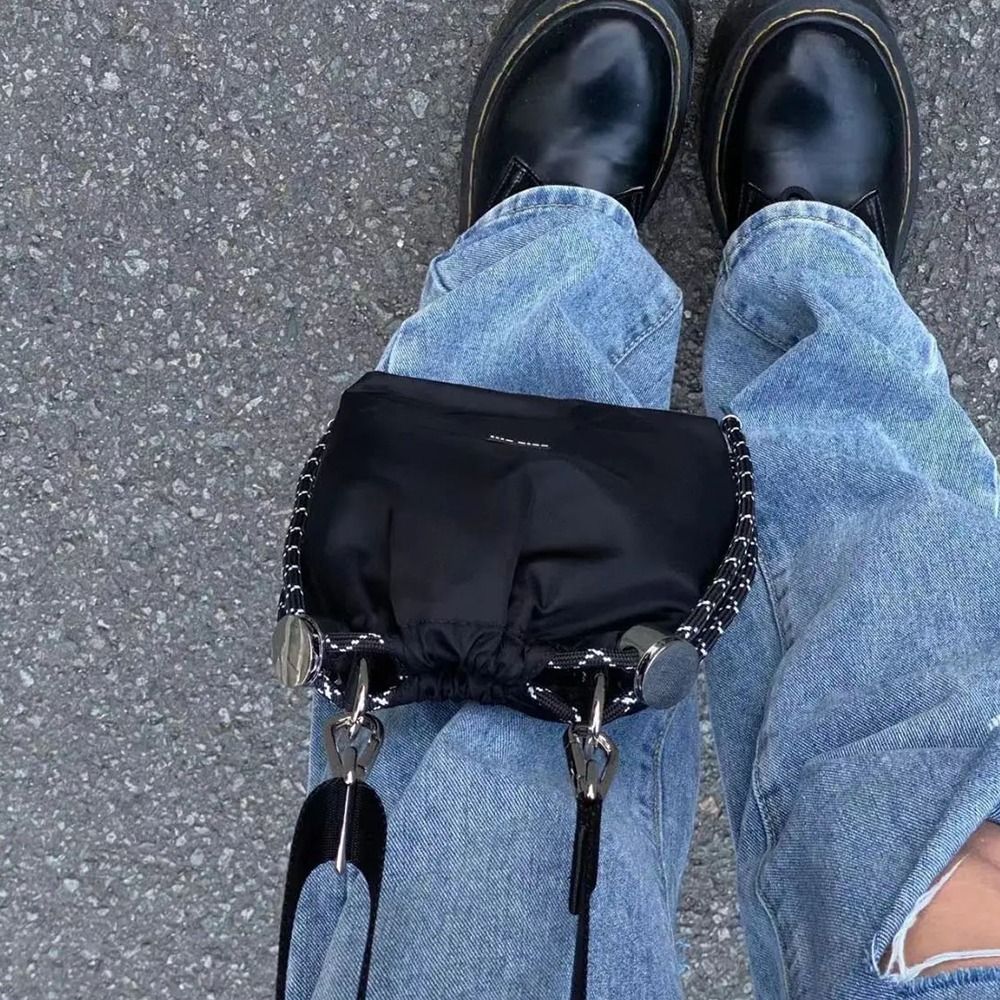 Luxury Bags Storage - Elegant Korean Style Black Drawstring Bucket
